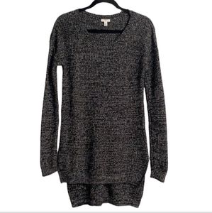 BP Black & White Knit Scoop Neck Tunic Sweater High-Low Size XS